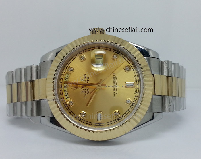 Fake Rolex Day Date II Watch Two Tone Face 41mm